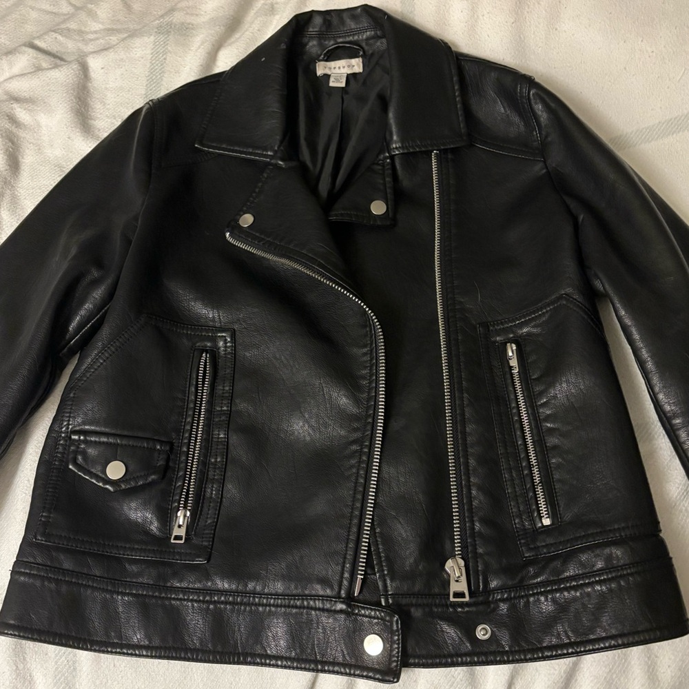 Top Shop faux leather moto jacket